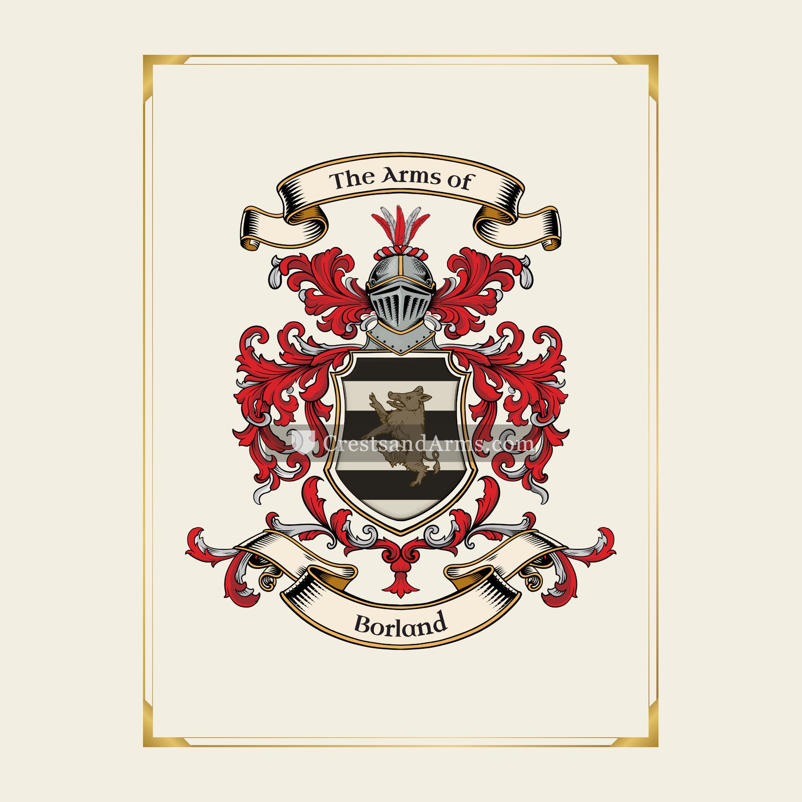 With gold border