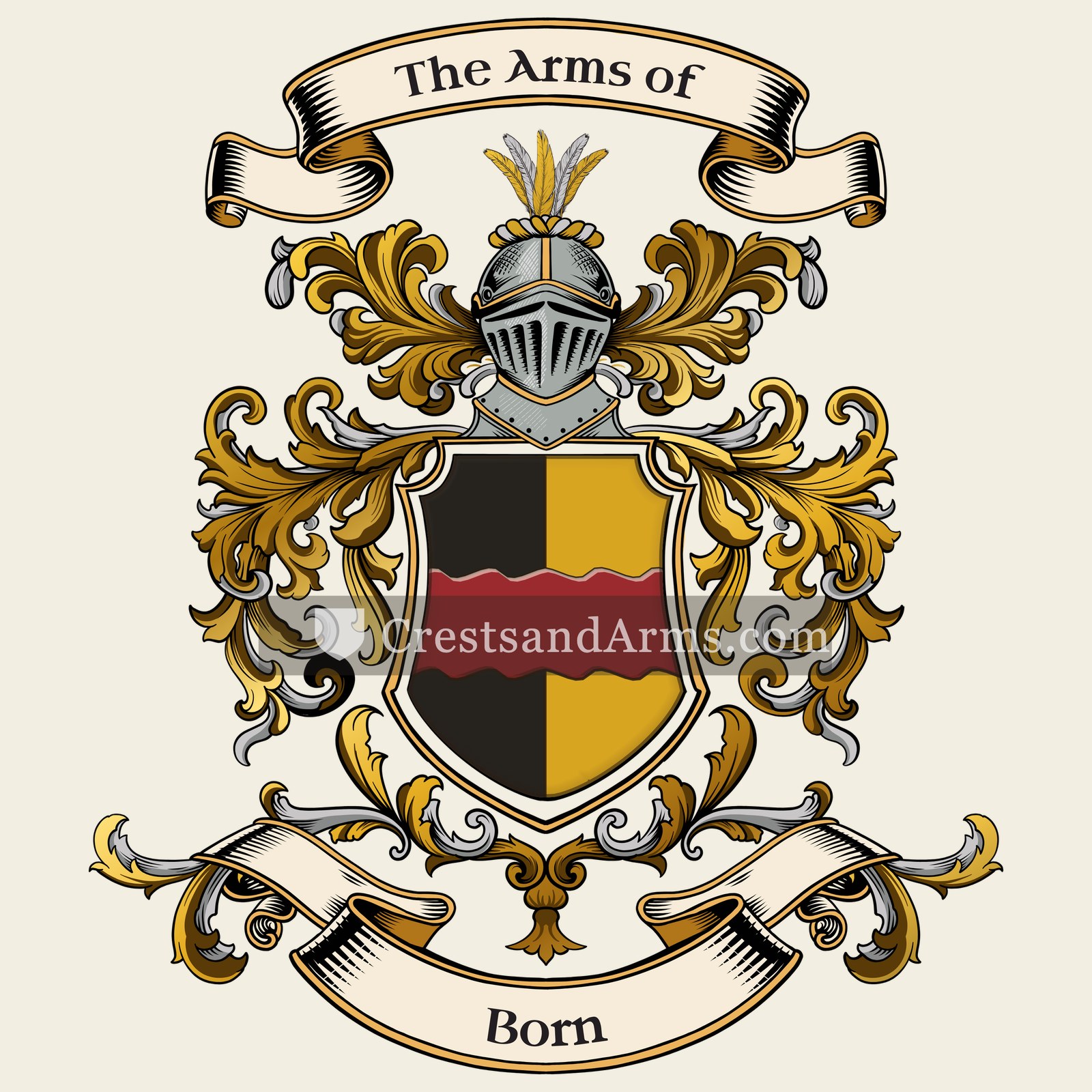 The Born coat of arms, drawn from the recorded blazon