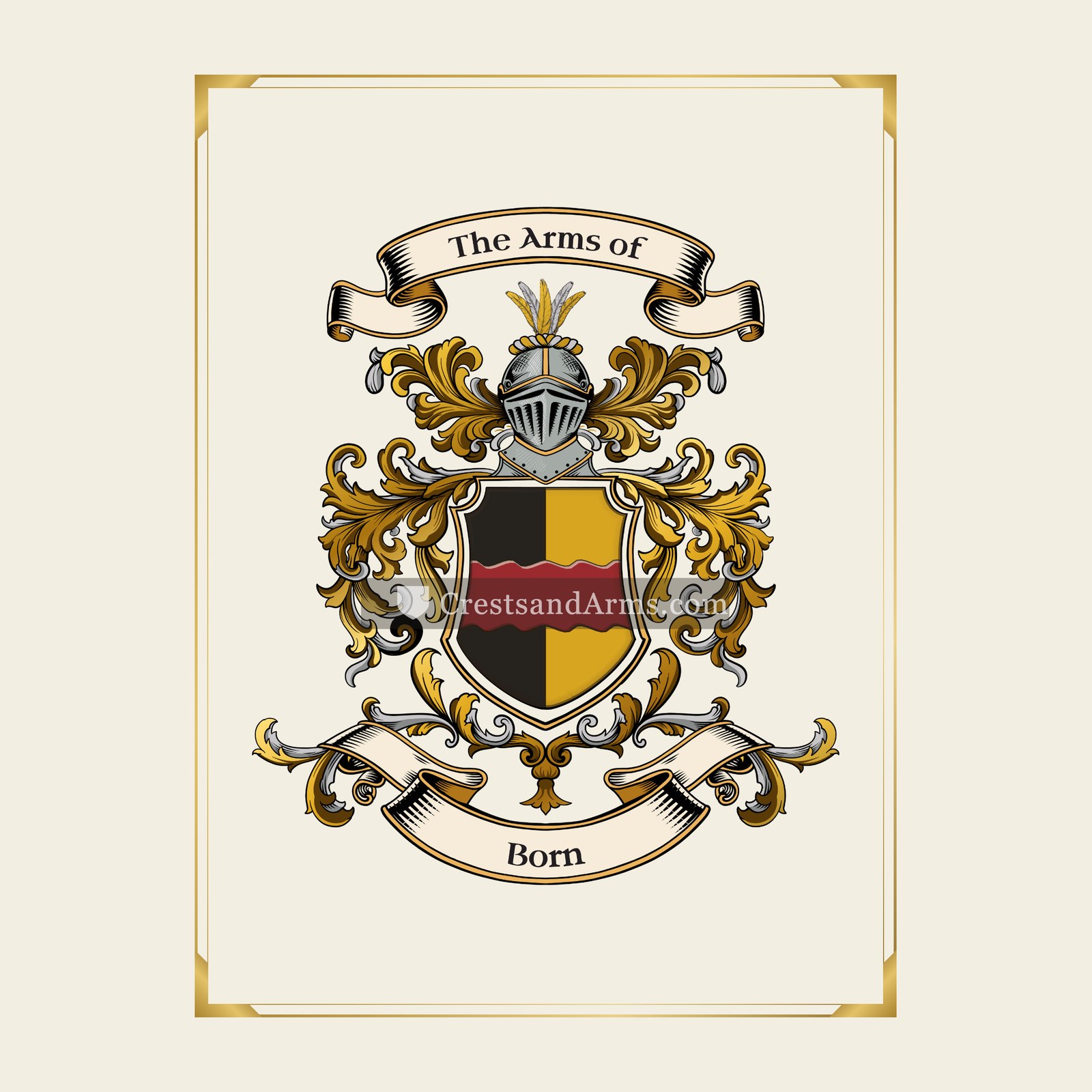 With gold border