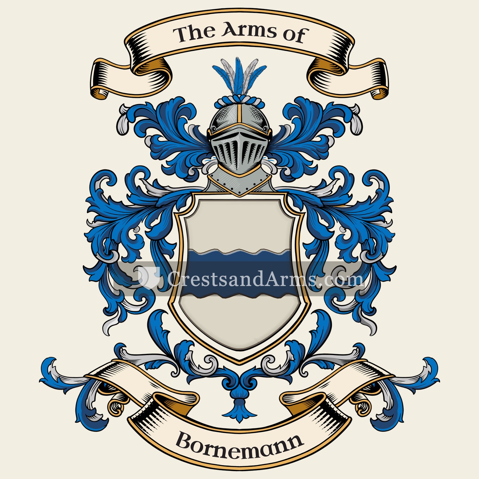 The Bornemann coat of arms, drawn from the recorded blazon