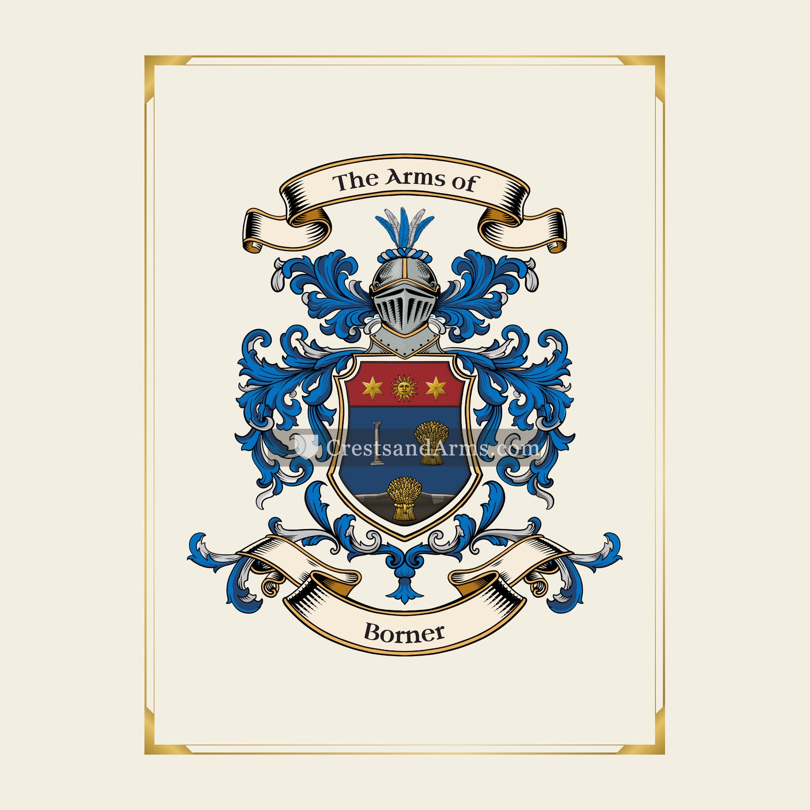 With gold border