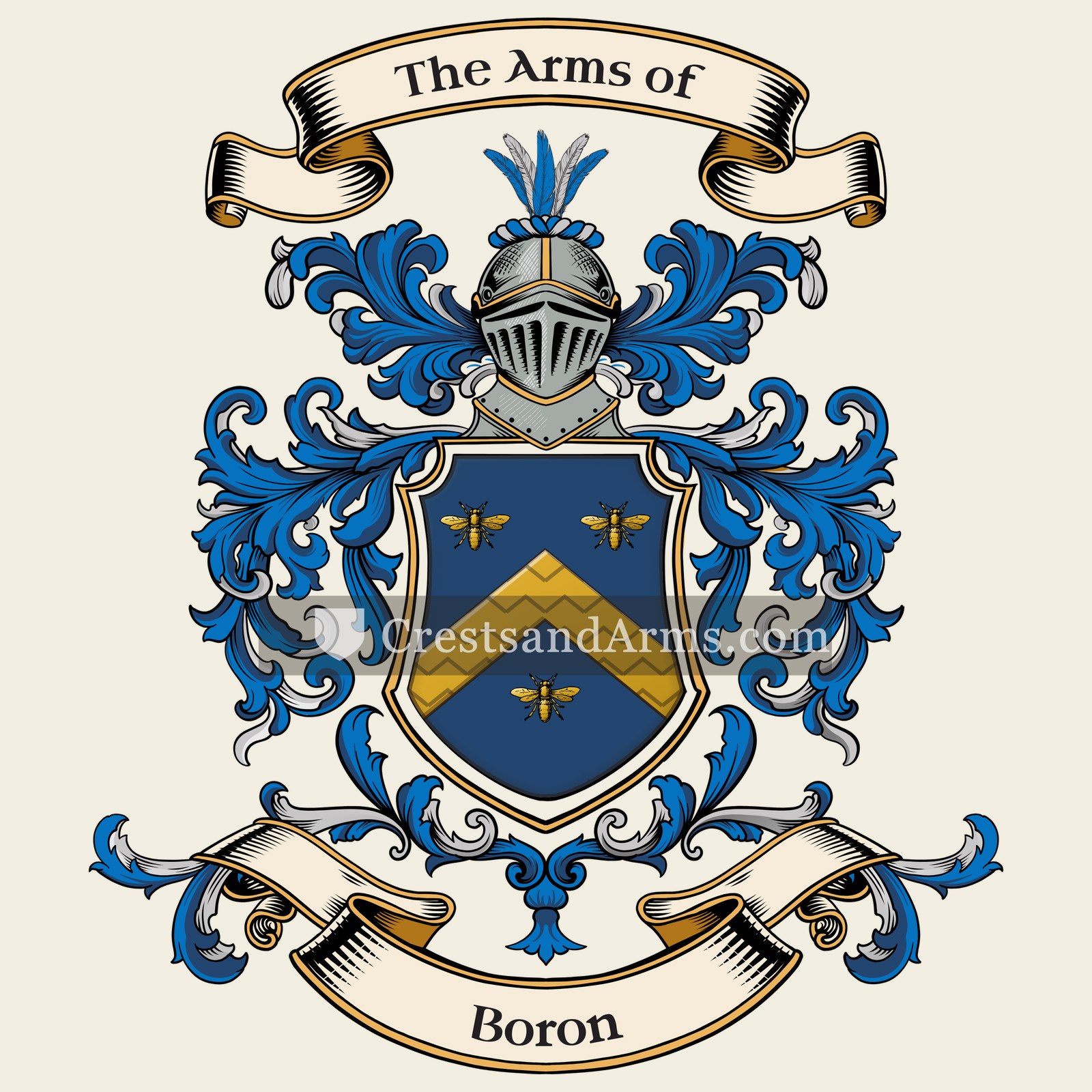 The Boron coat of arms, drawn from the recorded blazon
