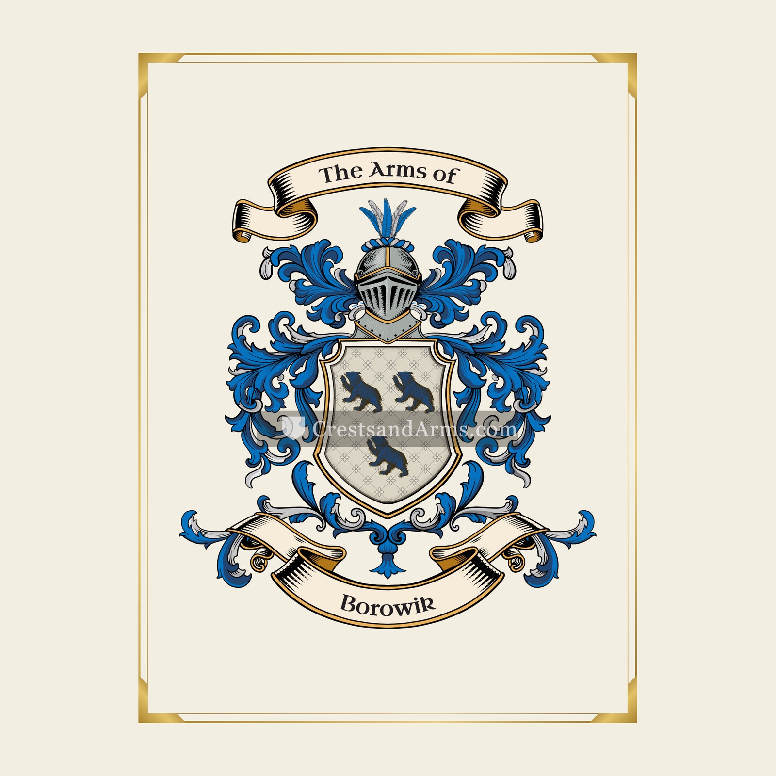 With gold border