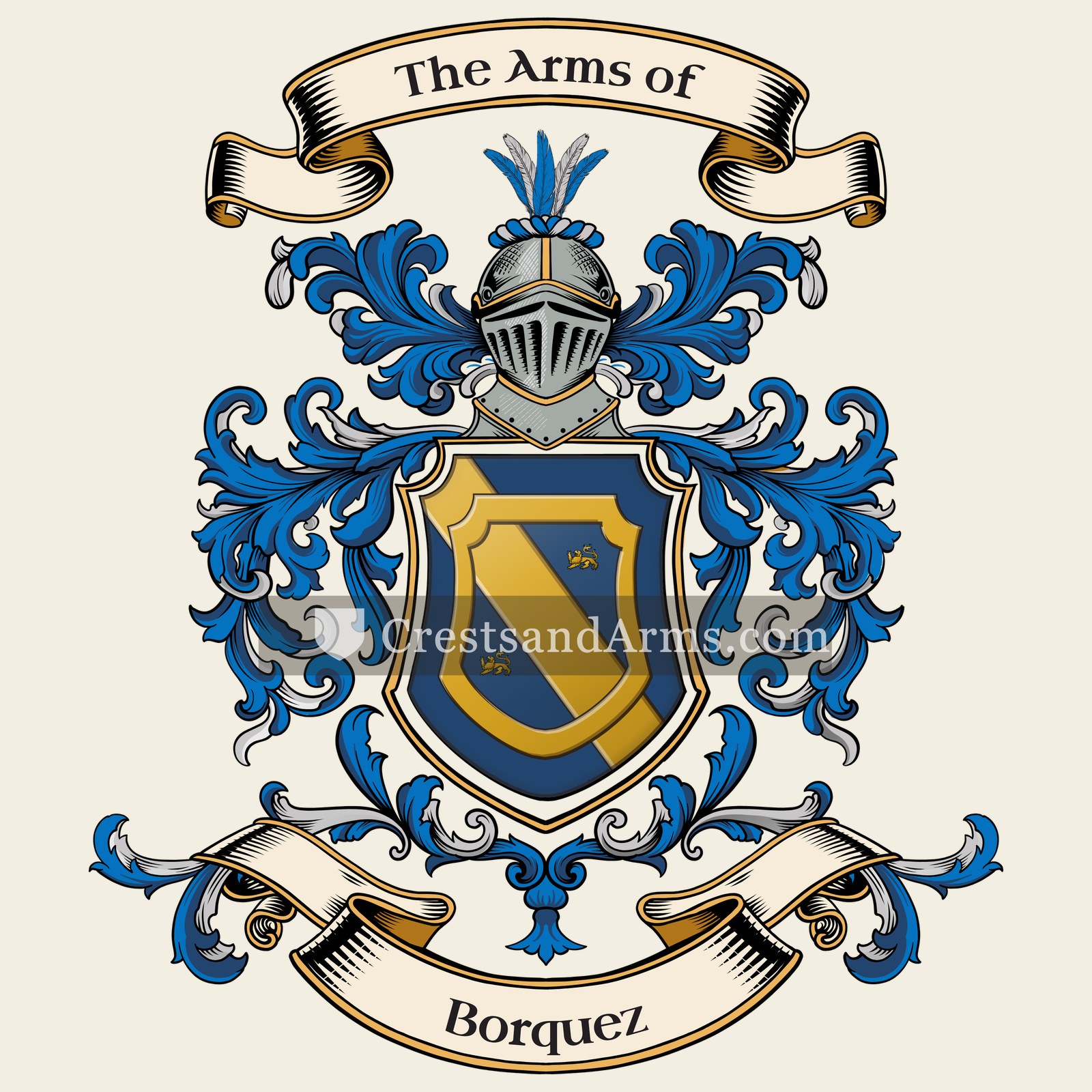 The Borquez coat of arms, drawn from the recorded blazon