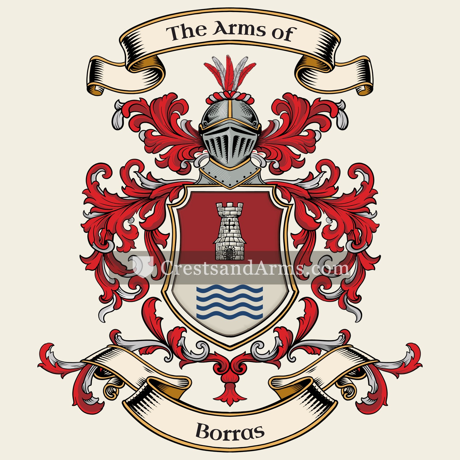 The Borras coat of arms, drawn from the recorded blazon
