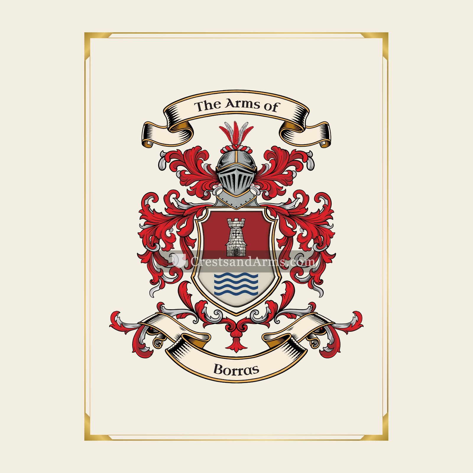 With gold border
