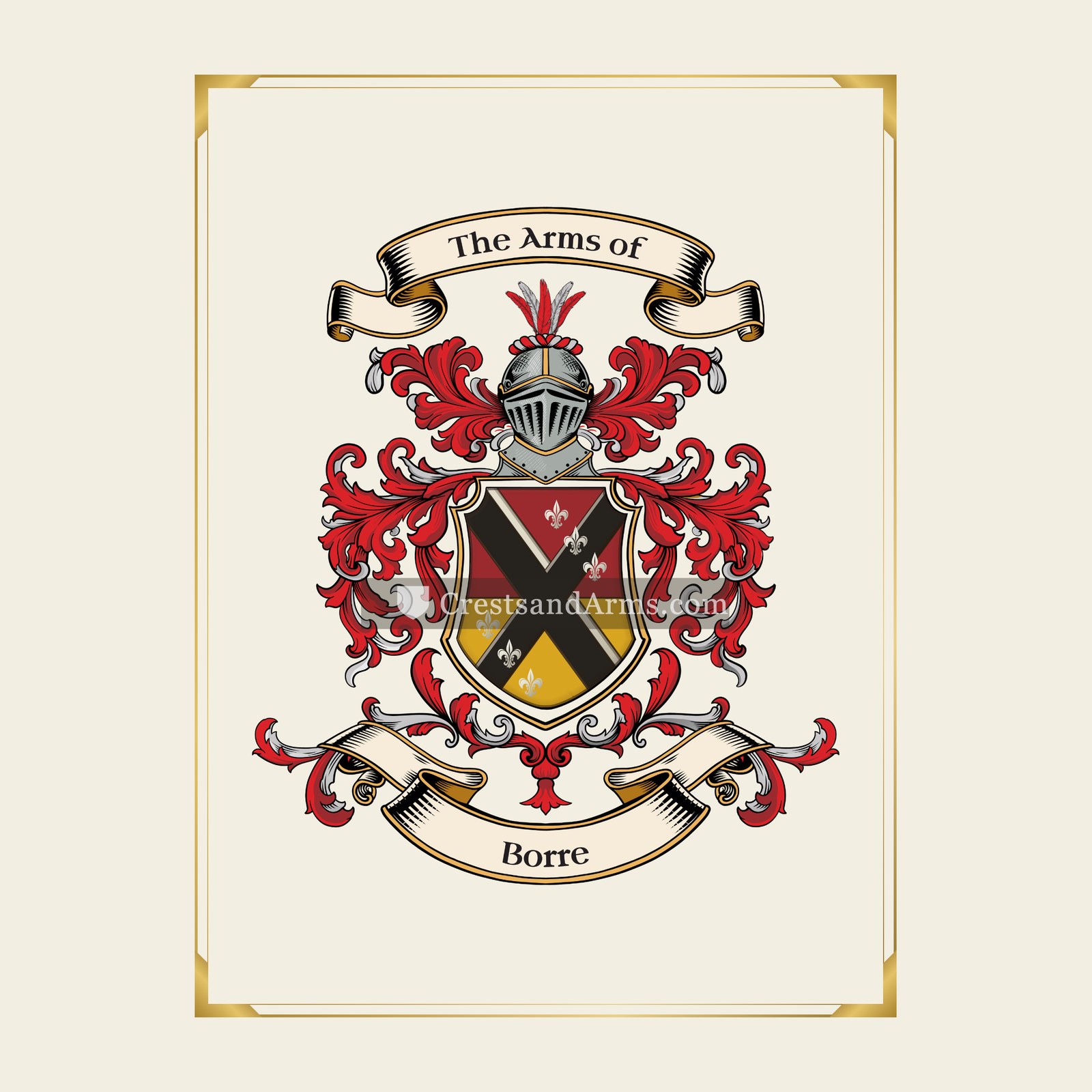 With gold border