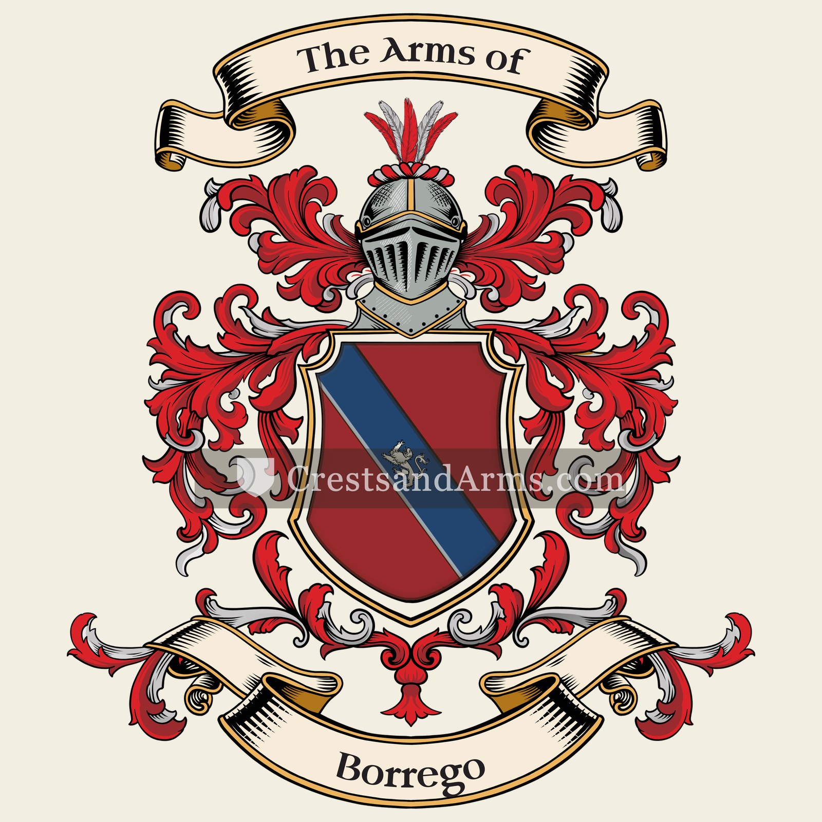 The Borrego coat of arms, drawn from the recorded blazon