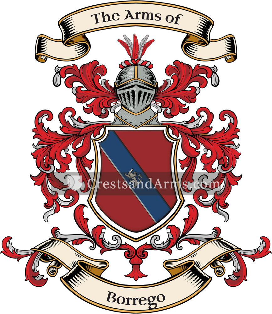 The Borrego coat of arms, drawn from the recorded blazon