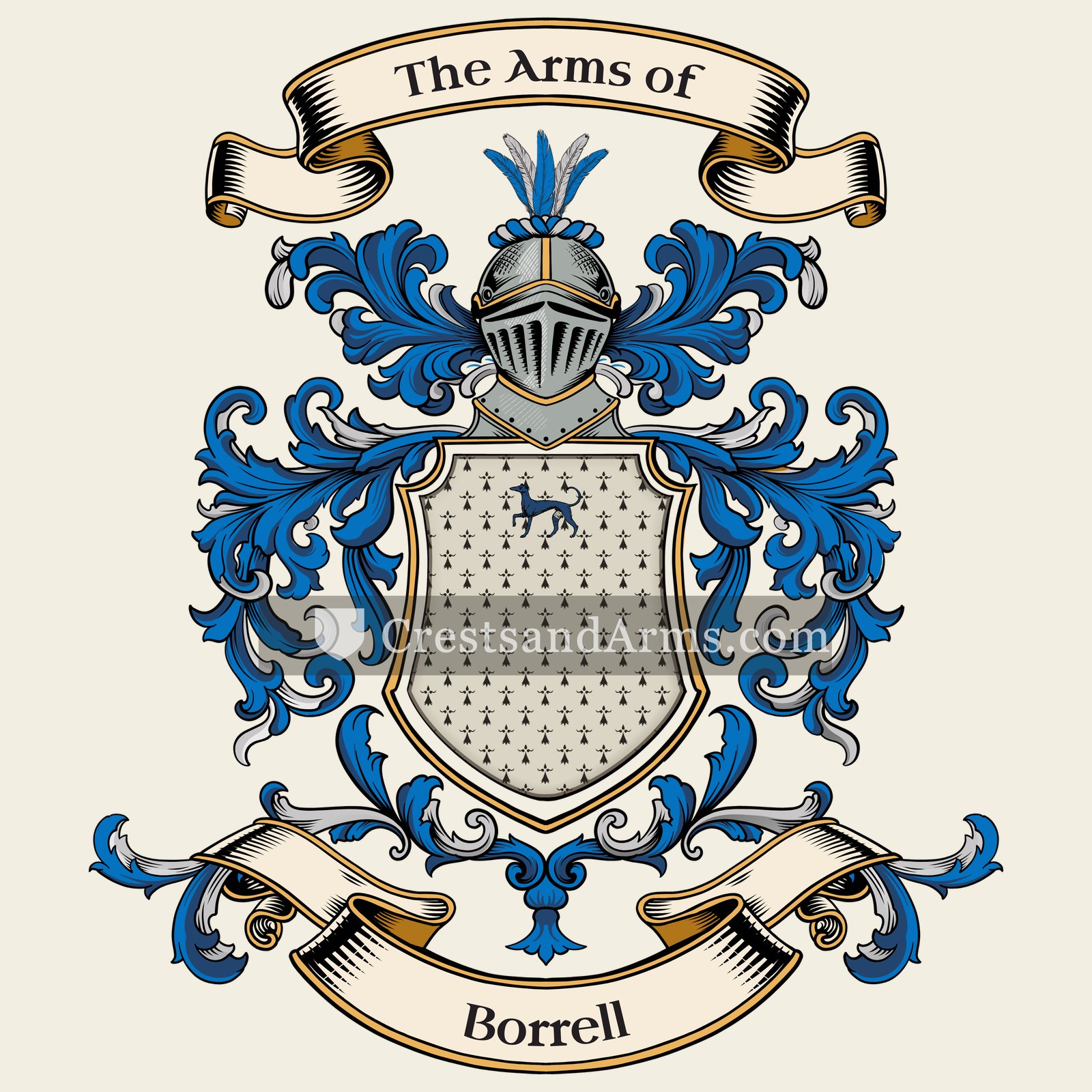The Borrell coat of arms, drawn from the recorded blazon