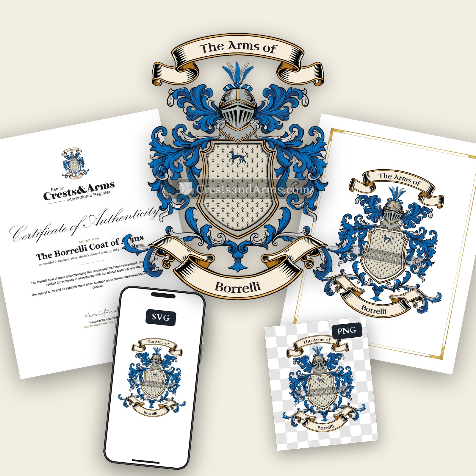 The Borrelli arms on the coat of arms — digital pack