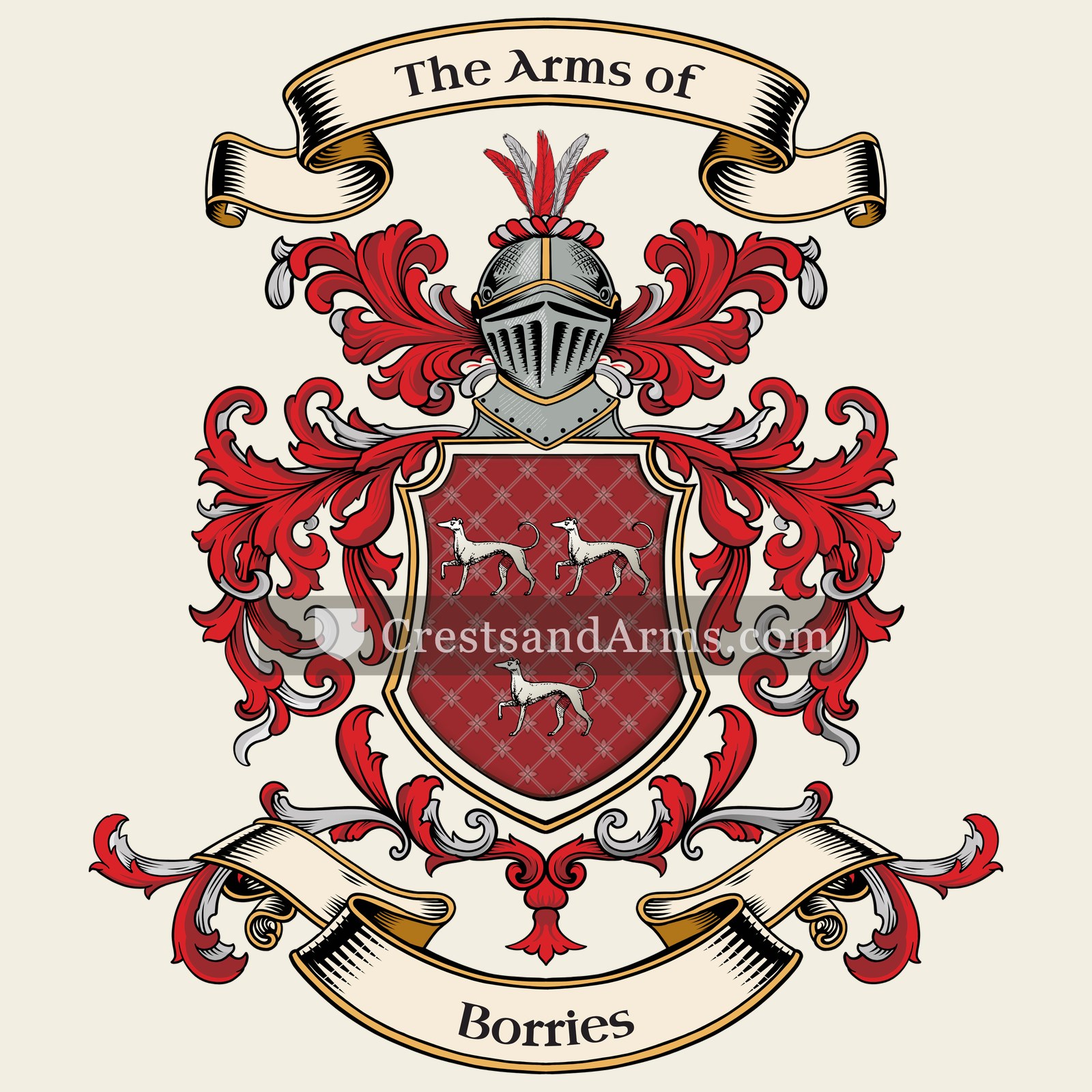 The Borries coat of arms, drawn from the recorded blazon