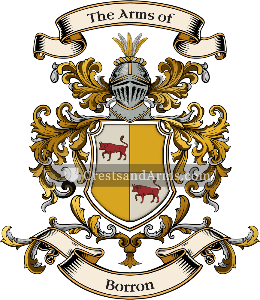 The Borron coat of arms, drawn from the recorded blazon