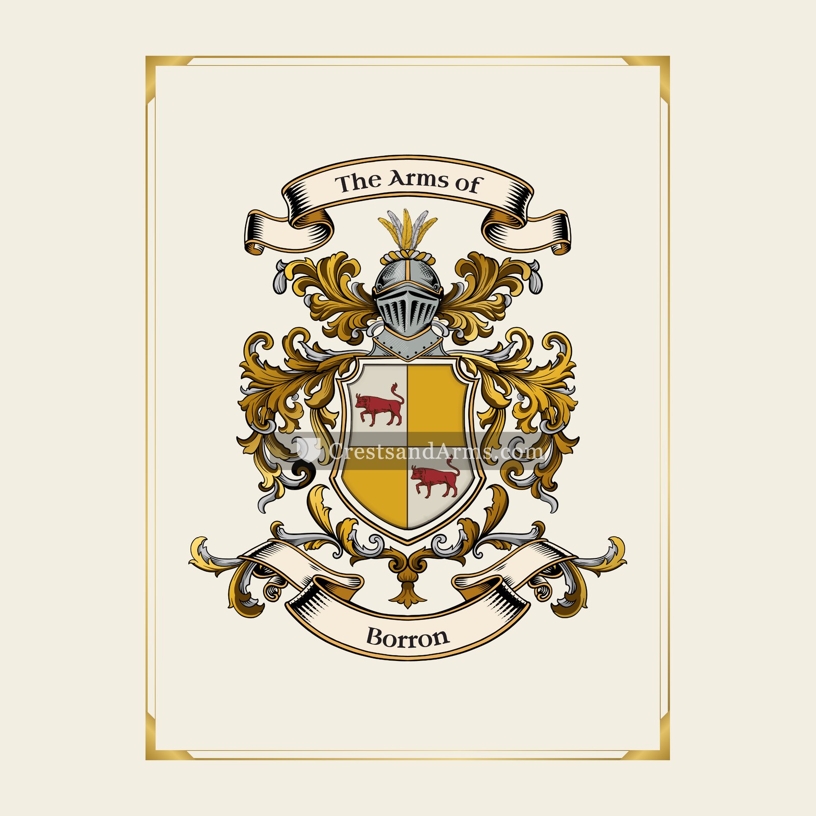 With gold border