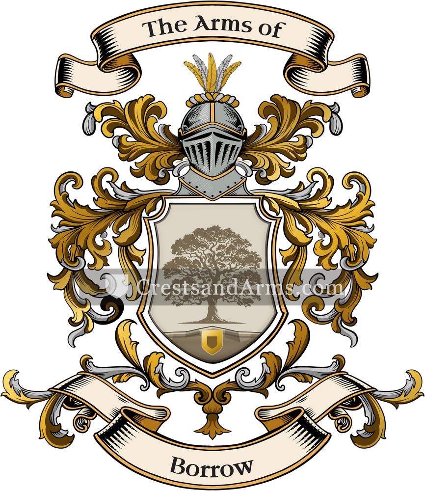 The Borrow coat of arms, drawn from the recorded blazon