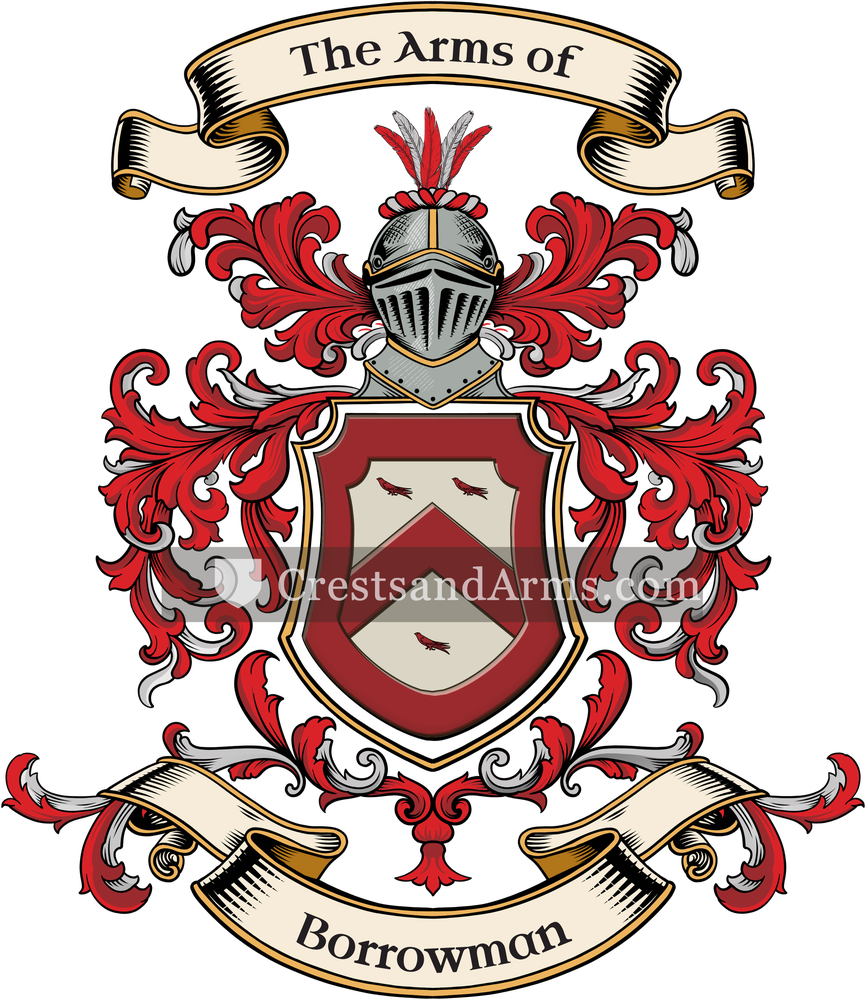 The Borrowman coat of arms, drawn from the recorded blazon