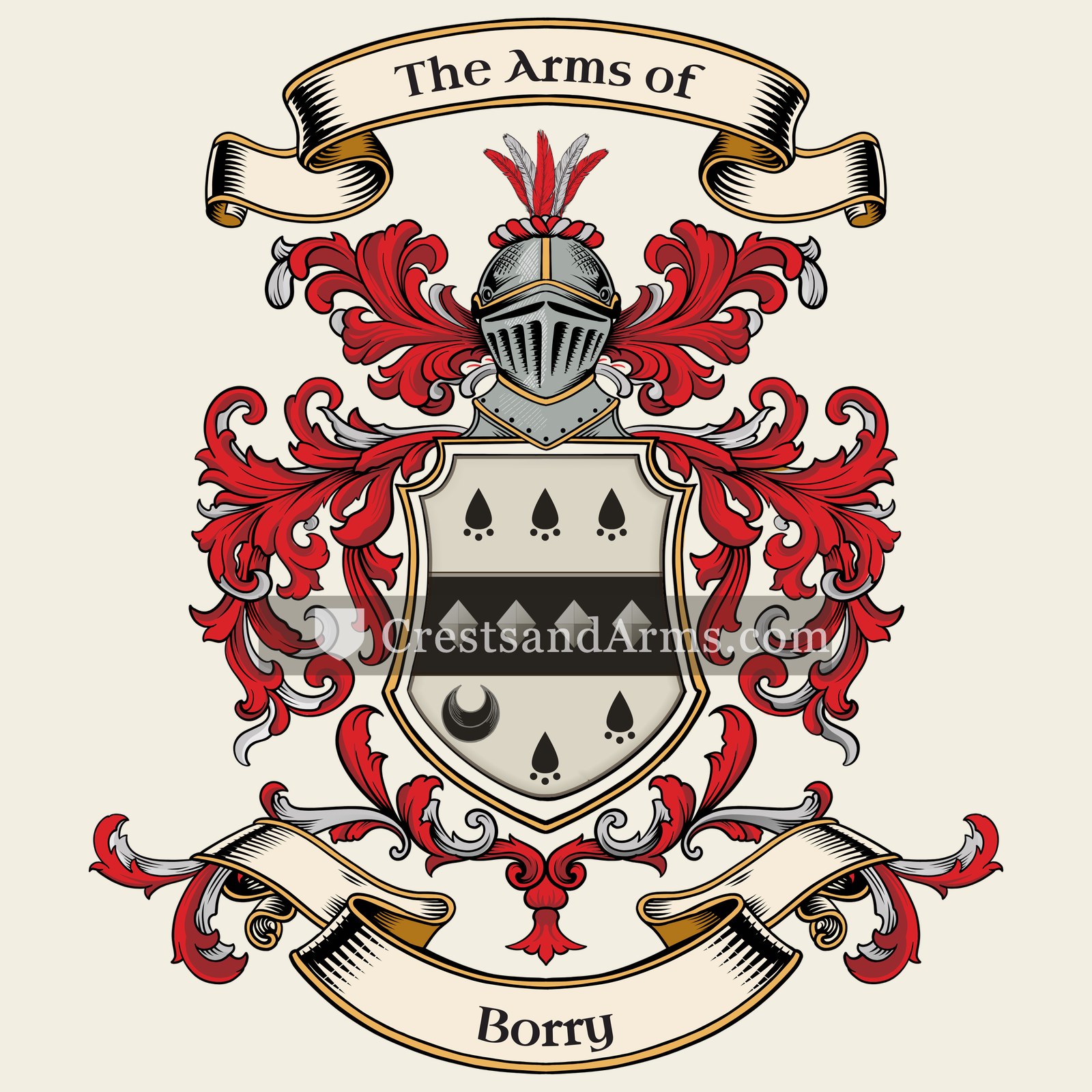 The Borry coat of arms, drawn from the recorded blazon