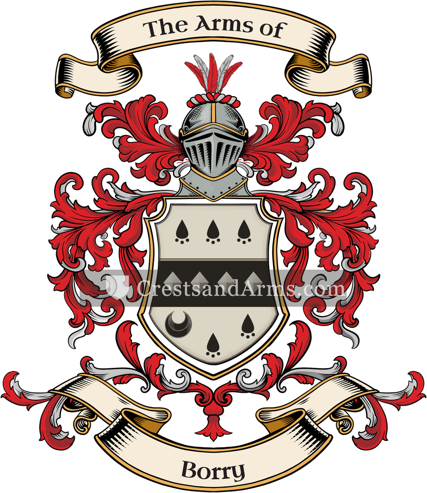 The Borry coat of arms, drawn from the recorded blazon