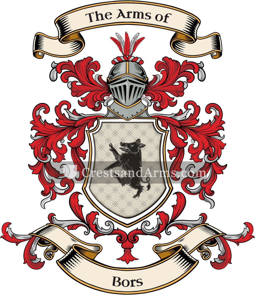 The Bors coat of arms, drawn from the recorded blazon