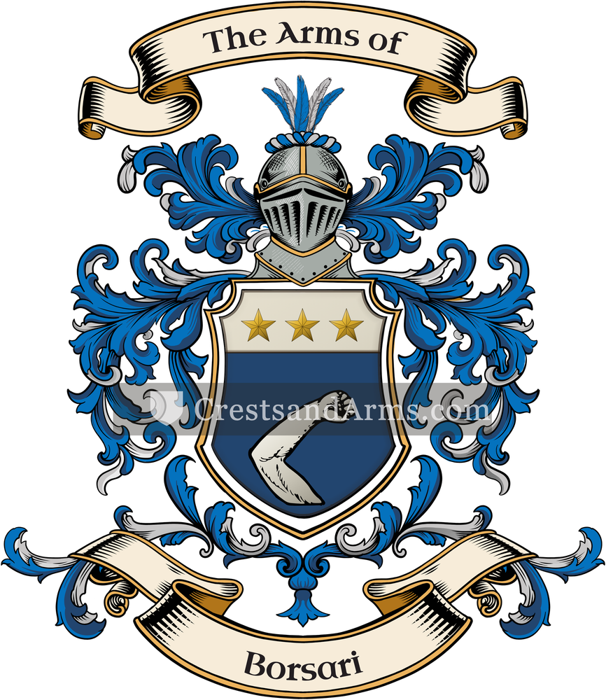 The Borsari coat of arms, drawn from the recorded blazon