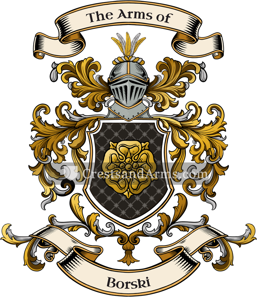 The Borski coat of arms, drawn from the recorded blazon