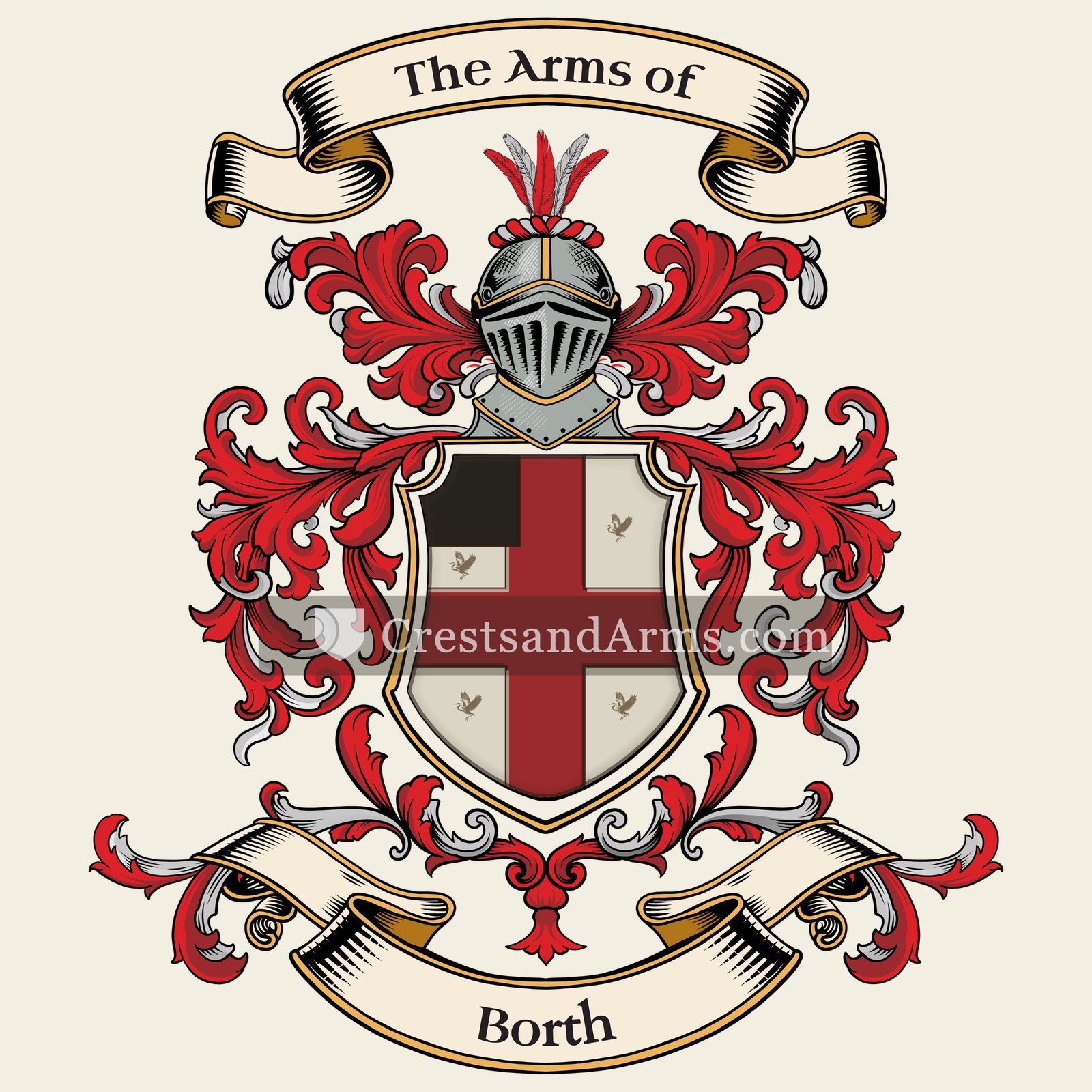 The Borth coat of arms, drawn from the recorded blazon
