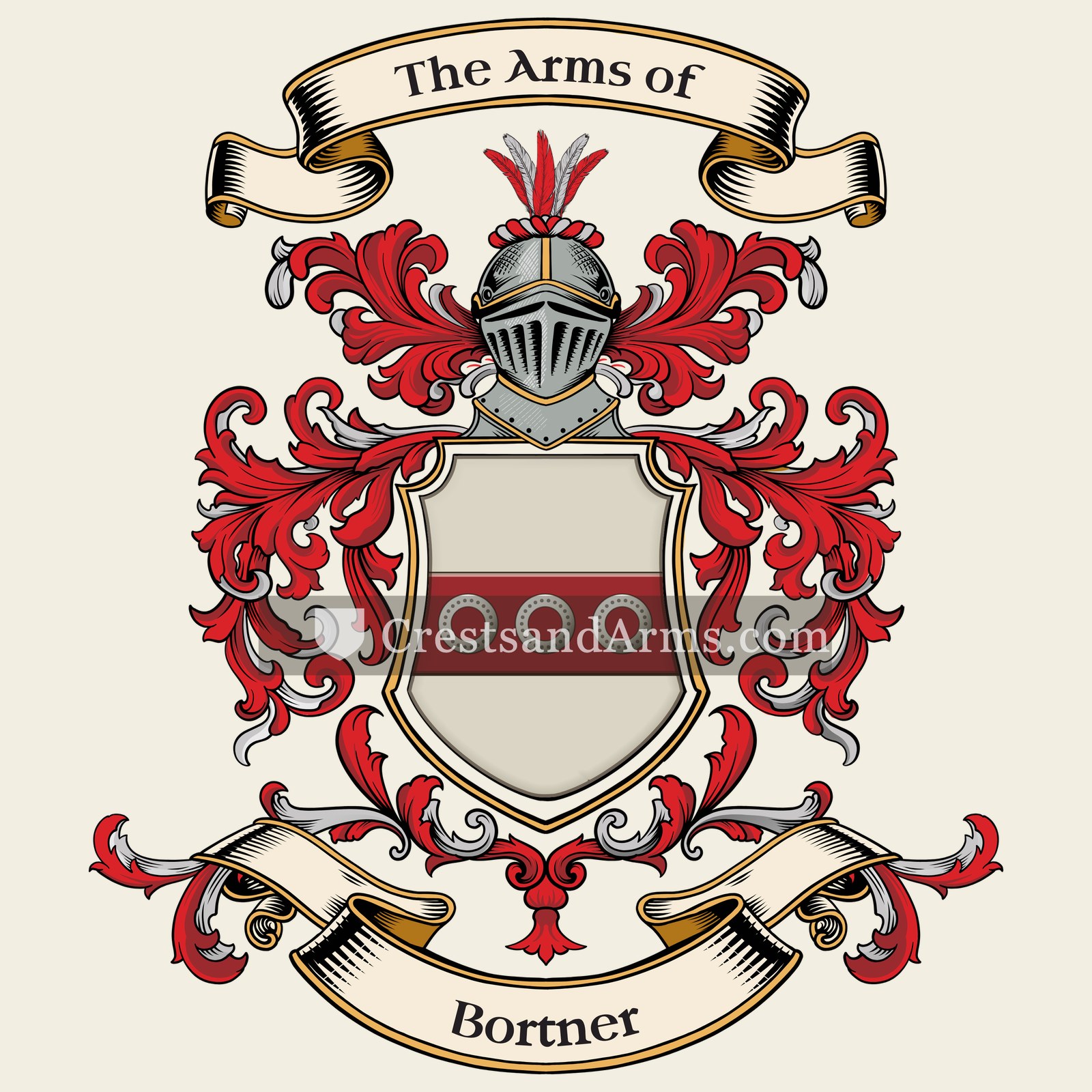 The Bortner coat of arms, drawn from the recorded blazon