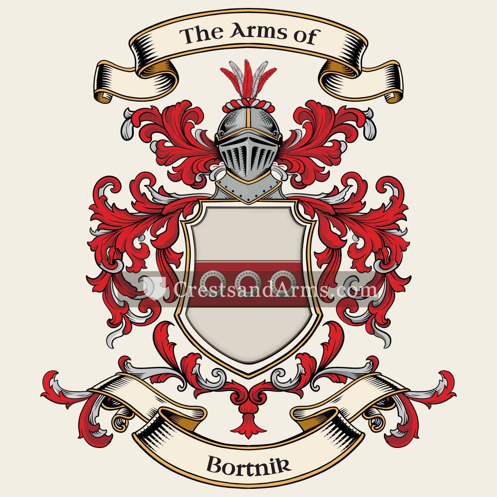 The Bortnik coat of arms, drawn from the recorded blazon
