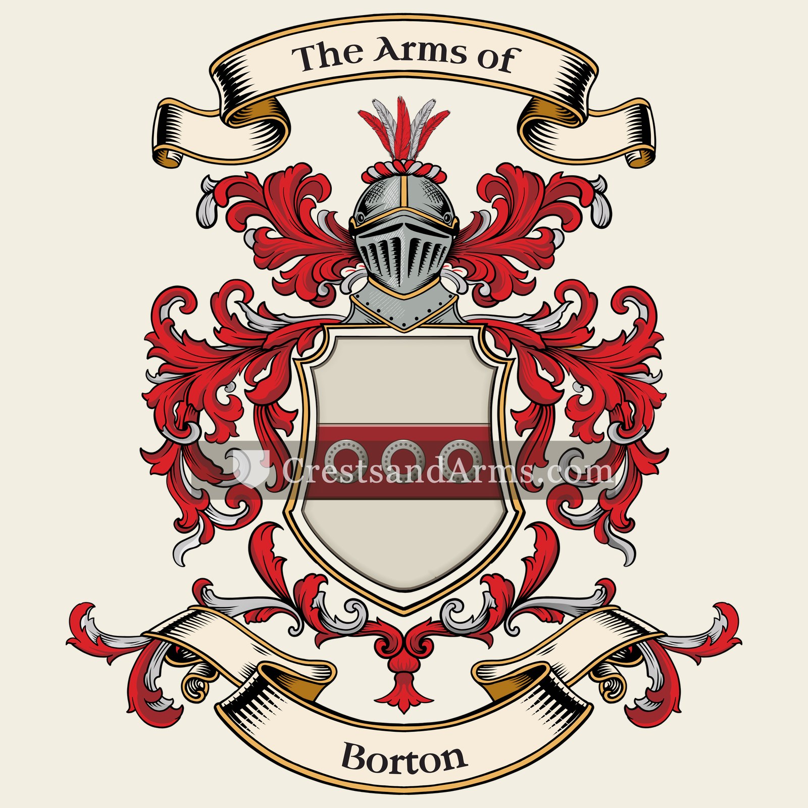 The Borton coat of arms, drawn from the recorded blazon