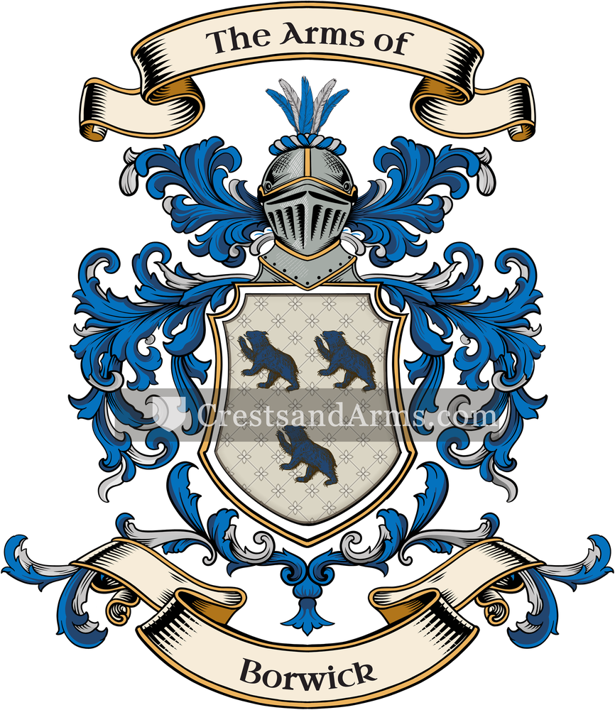 The Borwick coat of arms, drawn from the recorded blazon