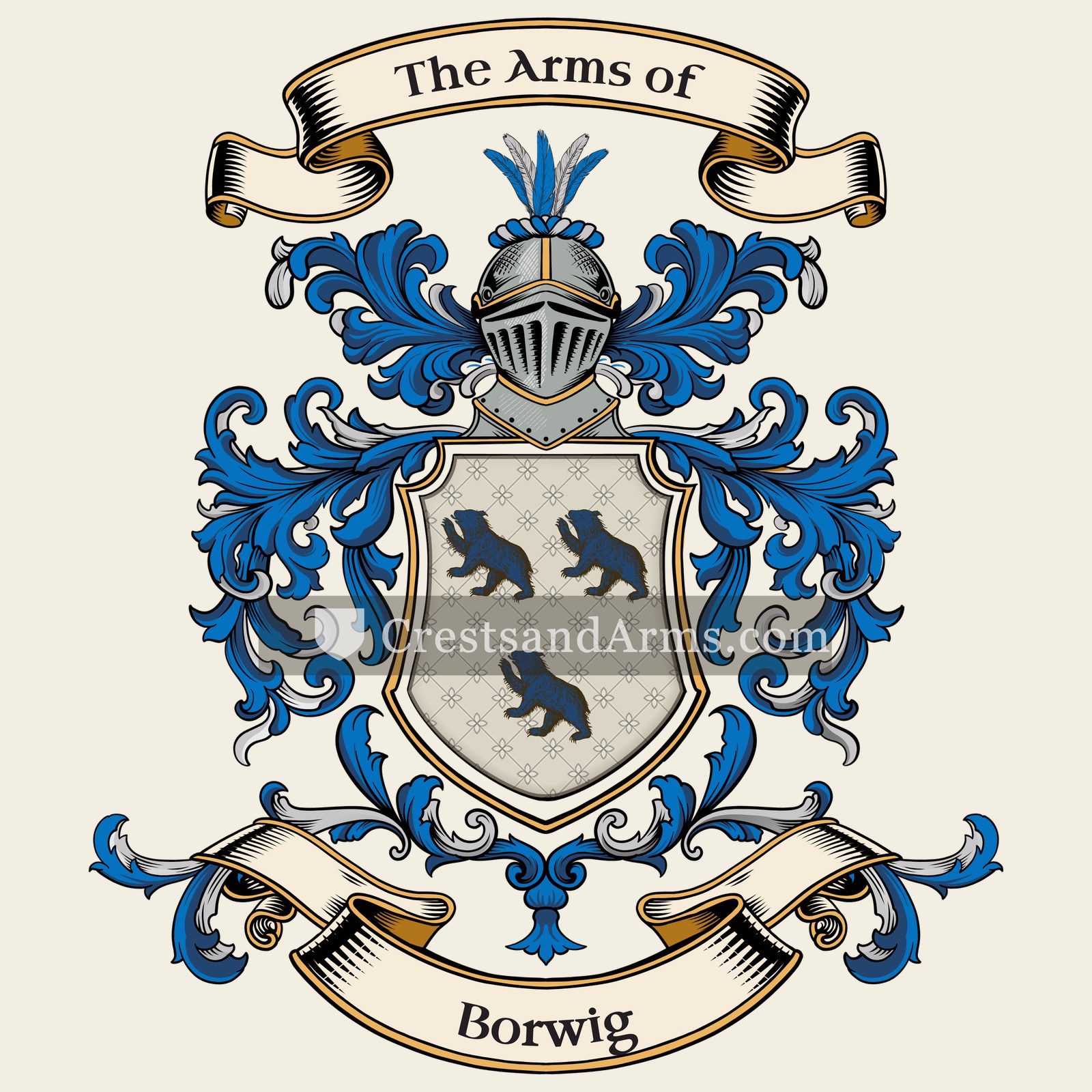 The Borwig coat of arms, drawn from the recorded blazon