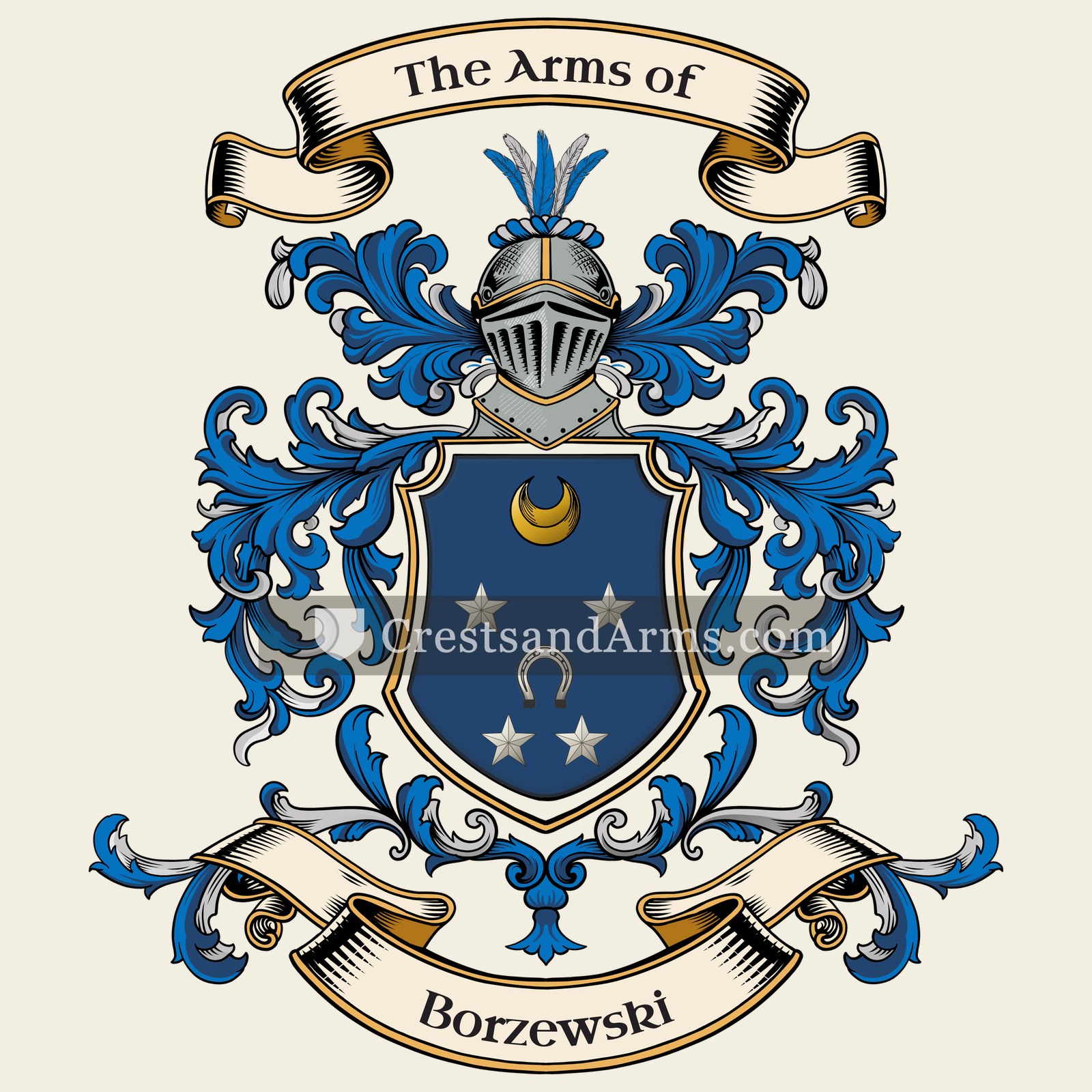 The Borzewski coat of arms, drawn from the recorded blazon