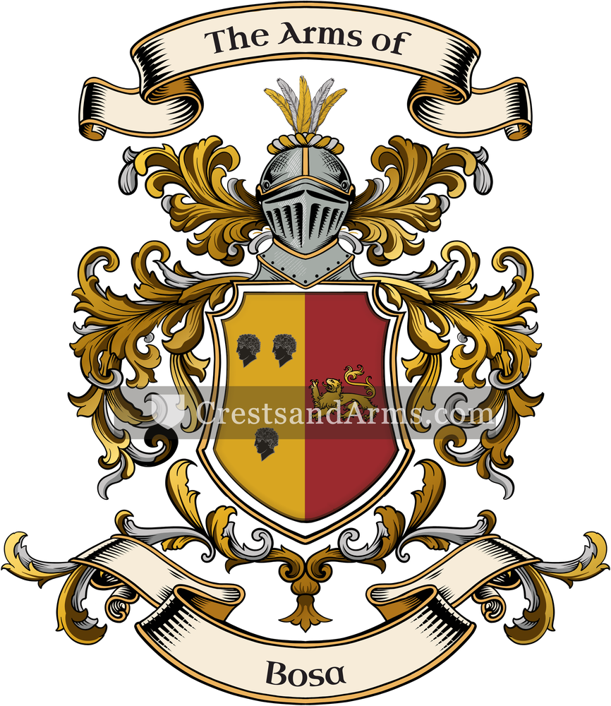 The Bosa coat of arms, drawn from the recorded blazon