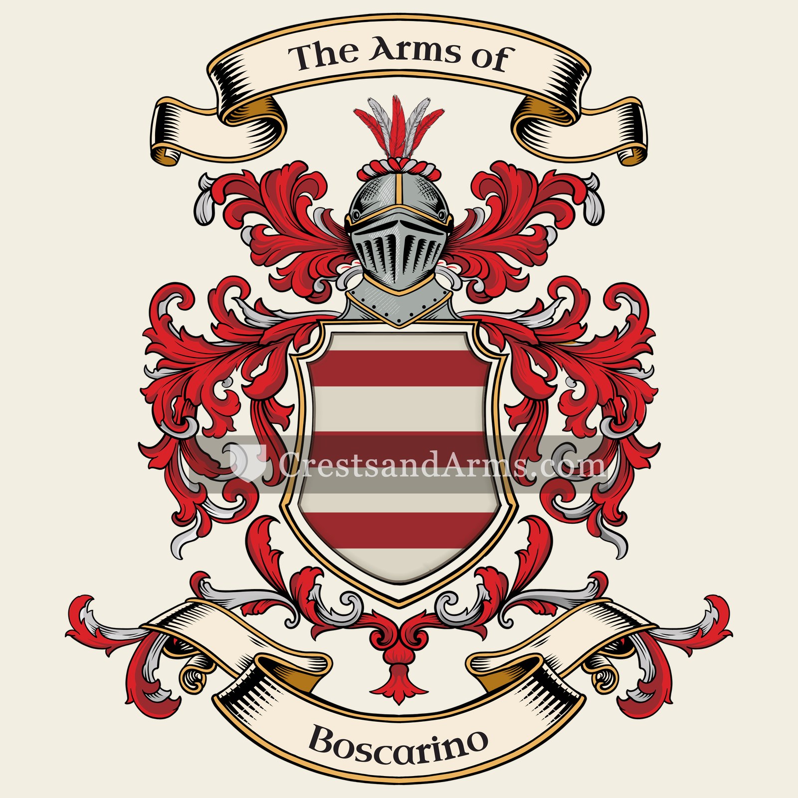The Boscarino coat of arms, drawn from the recorded blazon