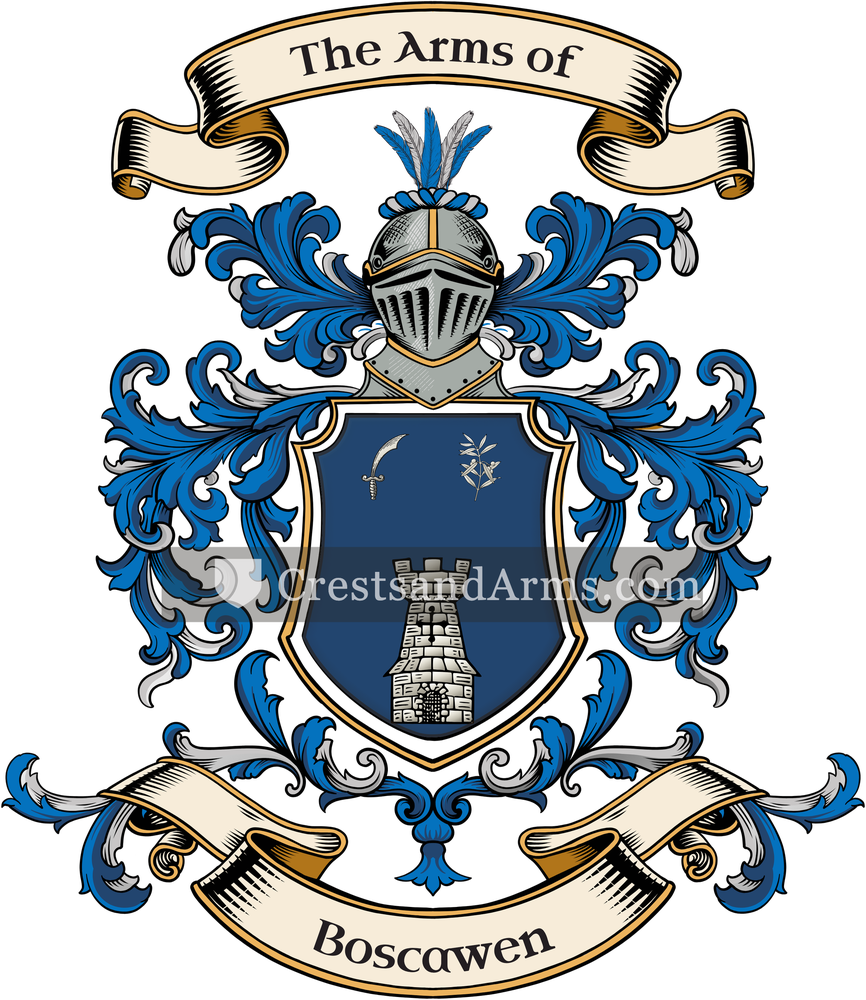 The Boscawen coat of arms, drawn from the recorded blazon