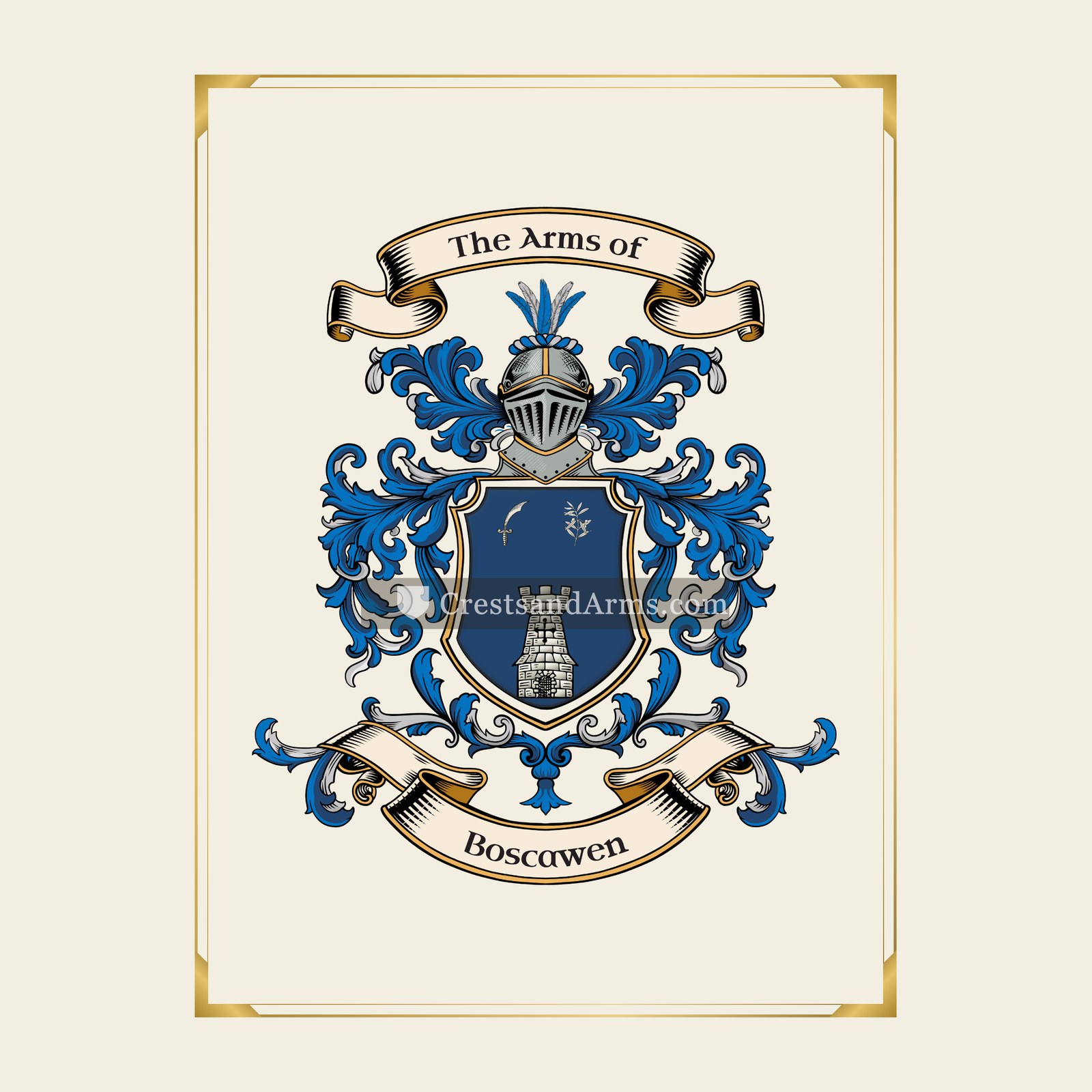 With gold border