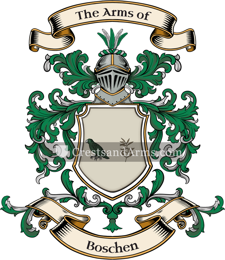 The Boschen coat of arms, drawn from the recorded blazon
