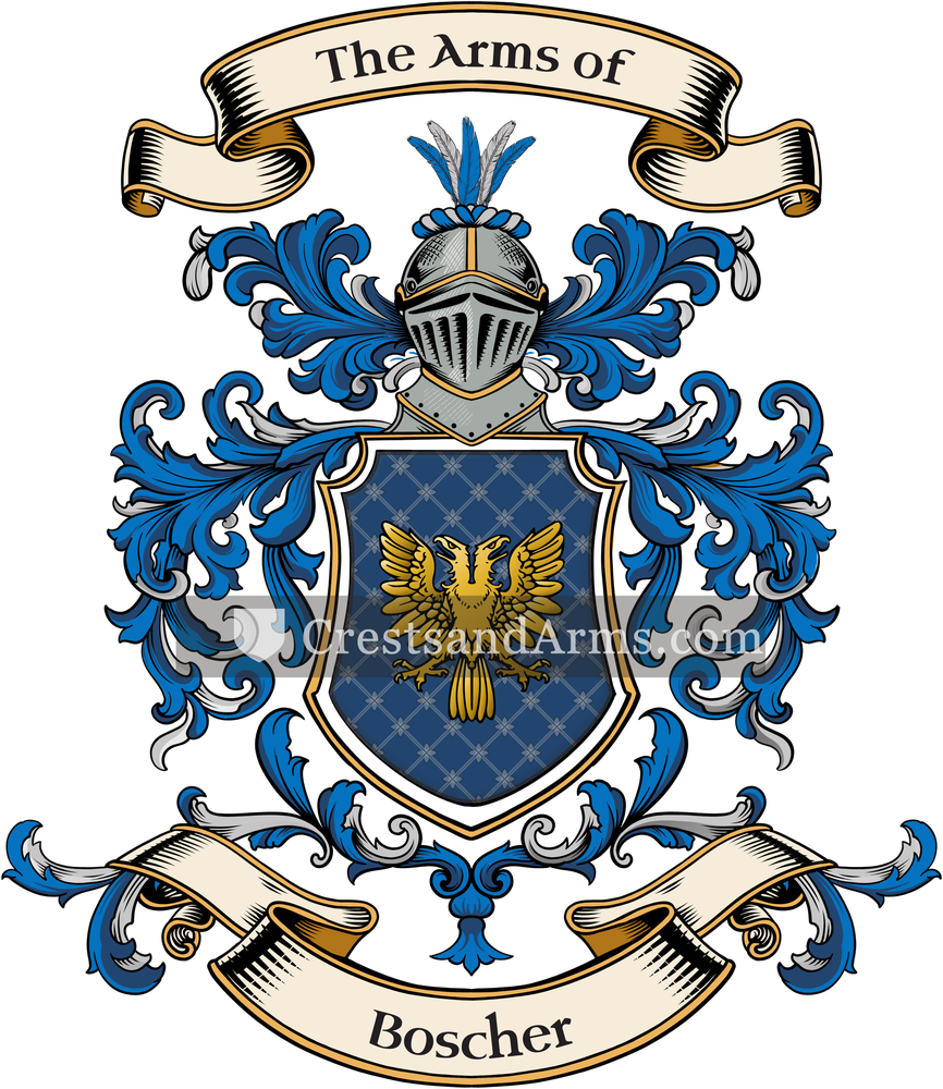 The Boscher coat of arms, drawn from the recorded blazon