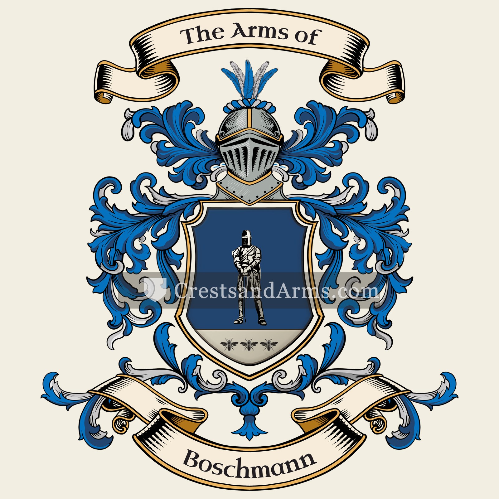The Boschmann coat of arms, drawn from the recorded blazon