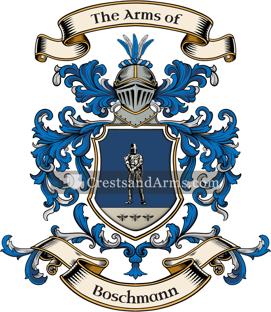 The Boschmann coat of arms, drawn from the recorded blazon
