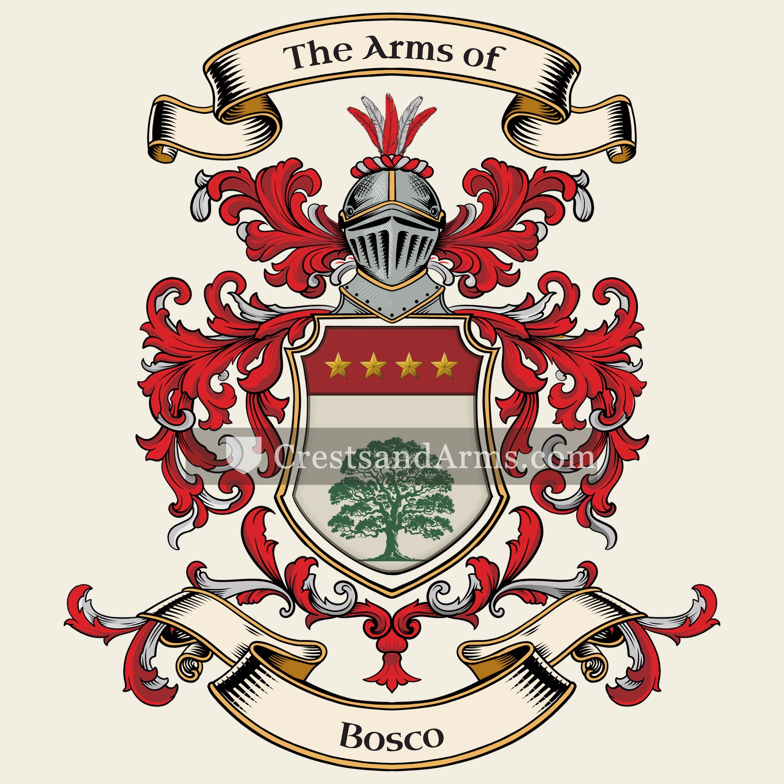 The Bosco coat of arms, drawn from the recorded blazon