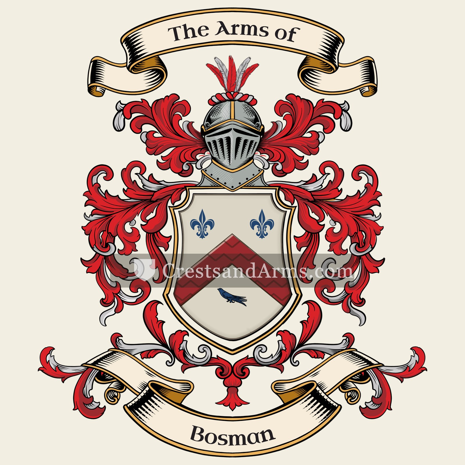 The Bosman coat of arms, drawn from the recorded blazon
