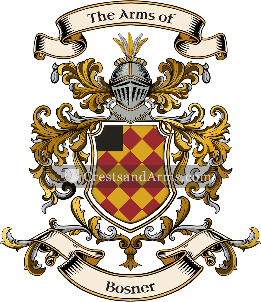 The Bosner coat of arms, drawn from the recorded blazon