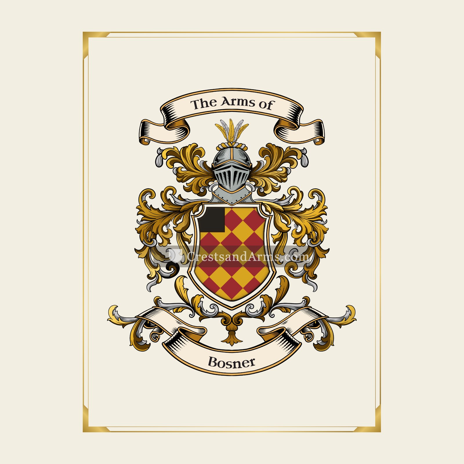 With gold border