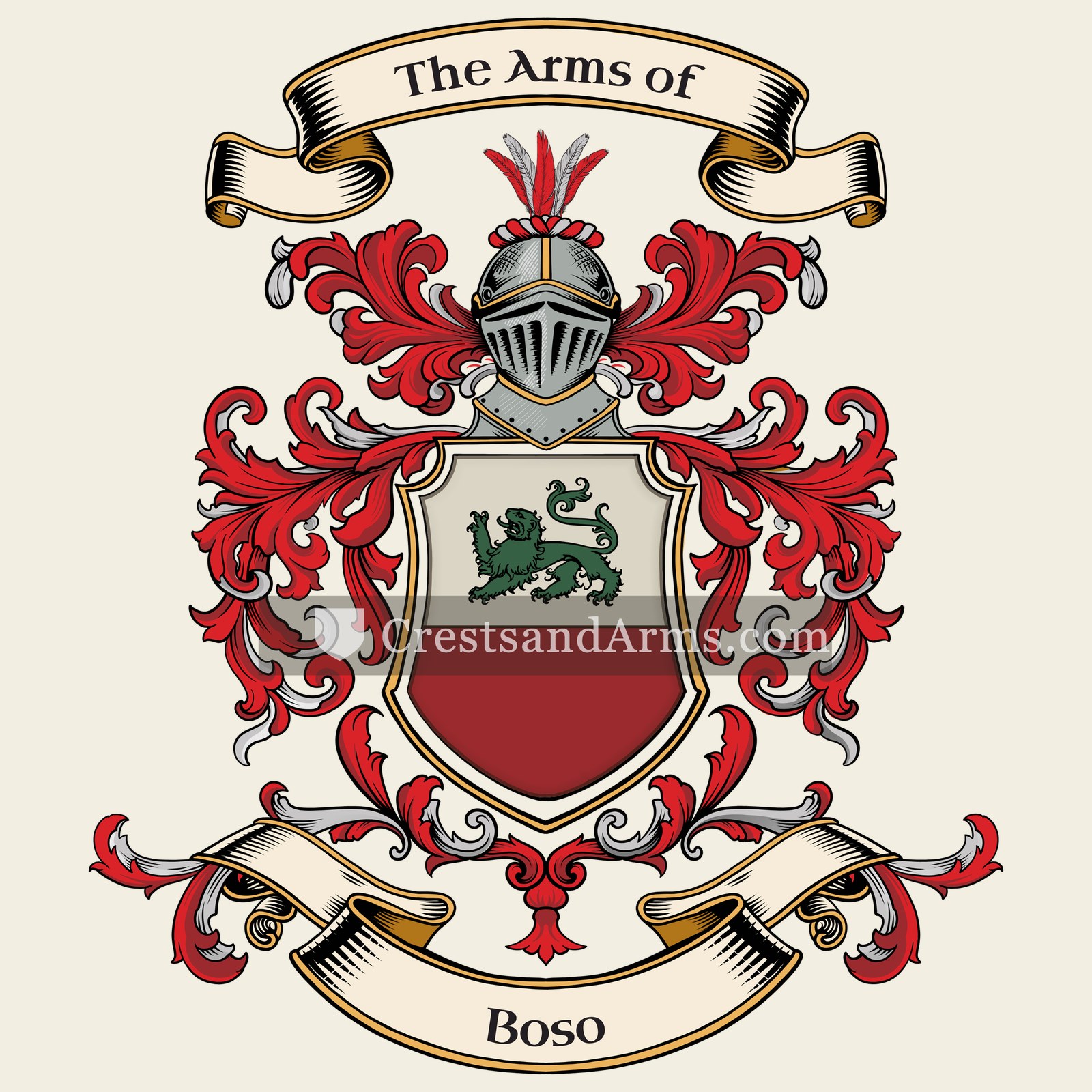 The Boso coat of arms, drawn from the recorded blazon