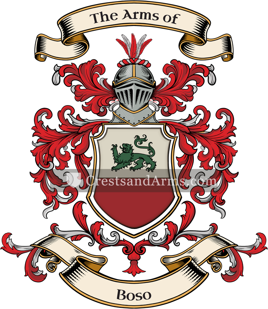 The Boso coat of arms, drawn from the recorded blazon