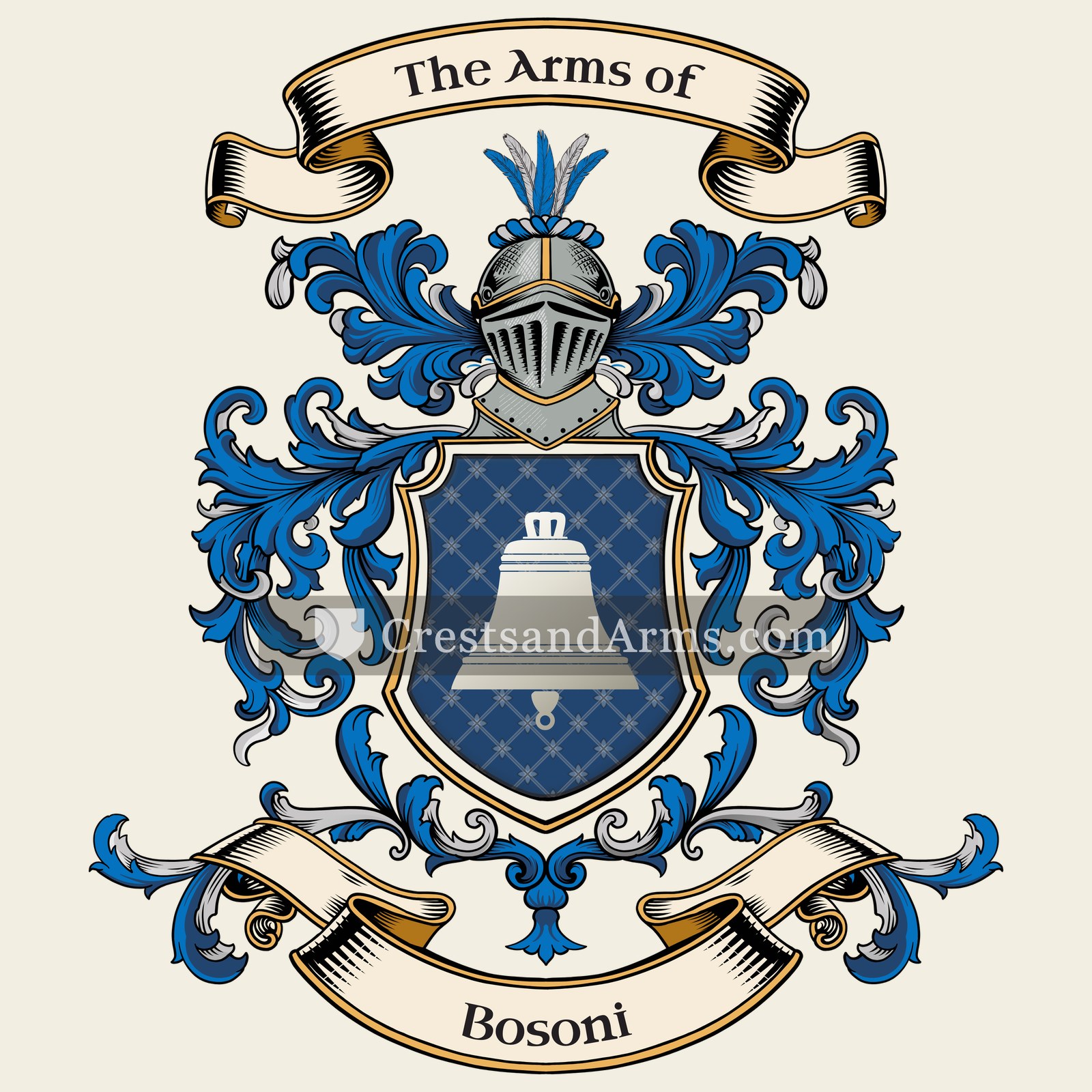 The Bosoni coat of arms, drawn from the recorded blazon