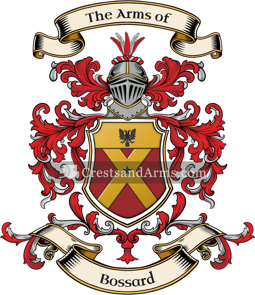 The Bossard coat of arms, drawn from the recorded blazon
