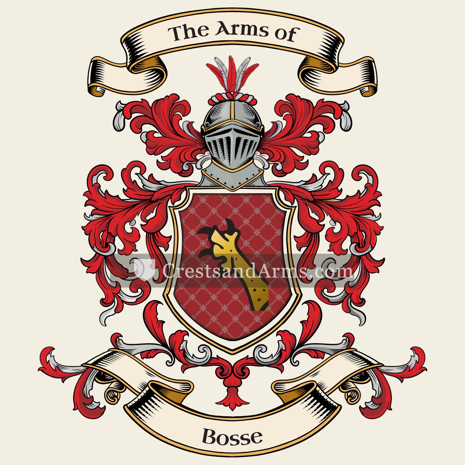 The Bosse coat of arms, drawn from the recorded blazon