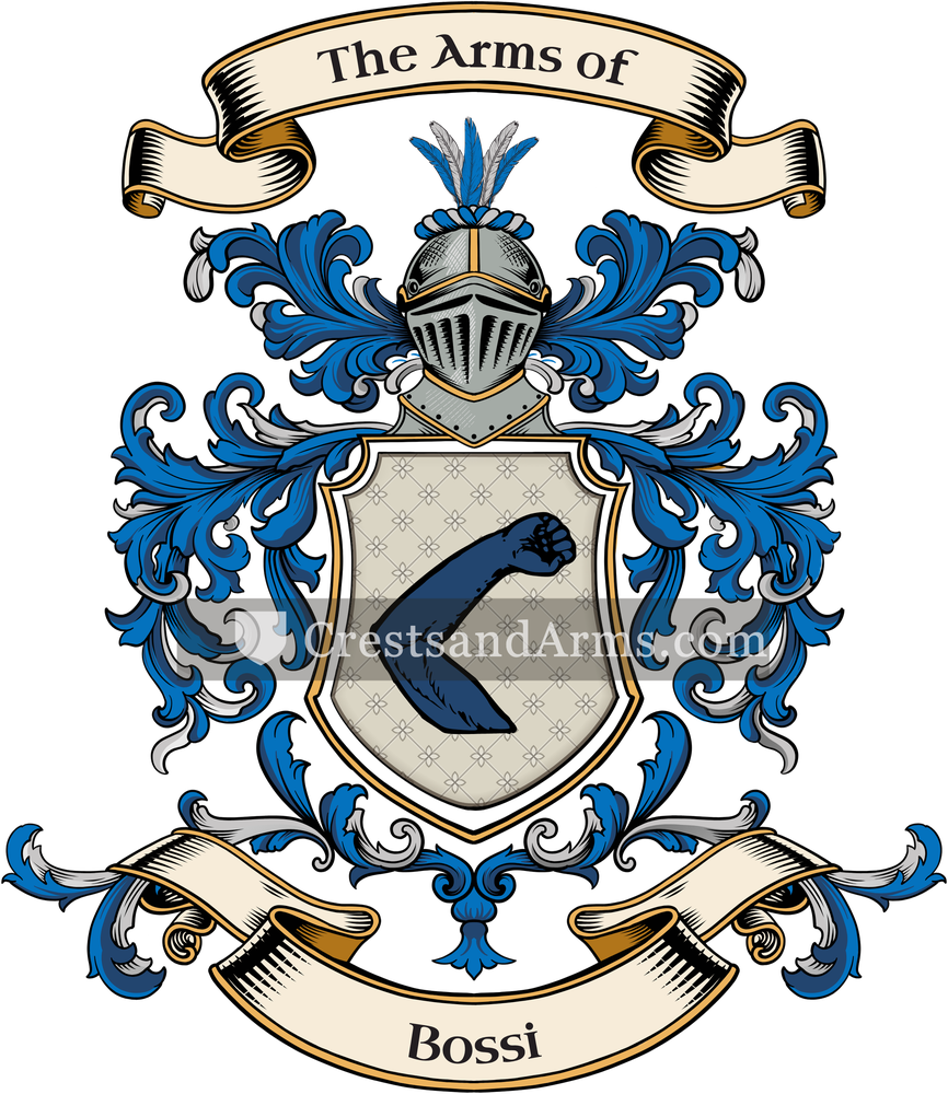 The Bossi coat of arms, drawn from the recorded blazon